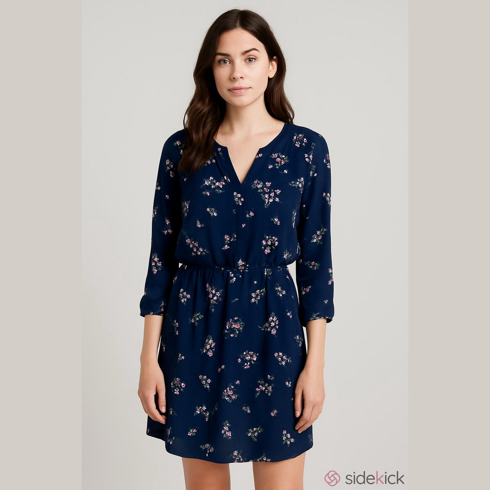 SEREIN Navy Floral Women’s Dress Size L